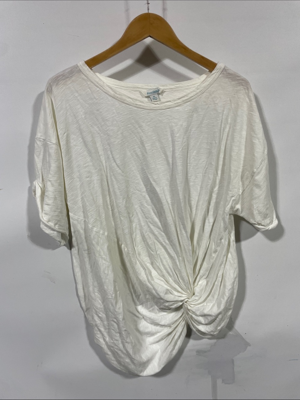 Sundance Cream Twist-Front Short Sleeve Tee